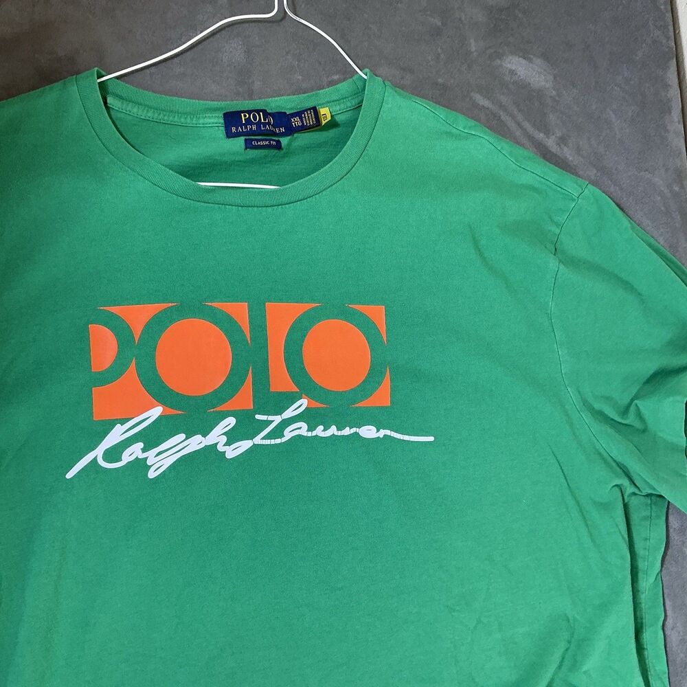 Polo XXL Ralph Lauren Green 90’s Vibes Graphic Logo Tee Signature Classic Shirt